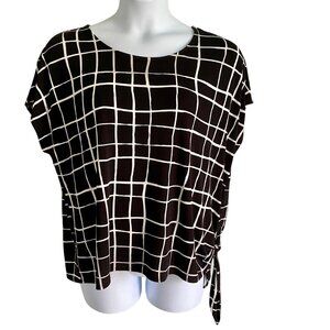 Chico's Black and White Grid Print Short Sleeve Top Chico's Size 3 US Size XL